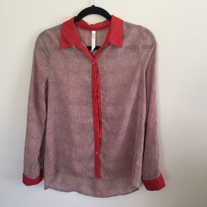 Andree Orange and Cream Sheer Collared Shirt